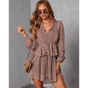 New Vici Junae Printed Ruffle Mini Dress